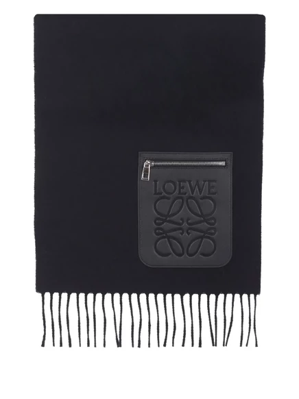 Шарф с бахромой в виде нашивки с логотипом LOEWE black