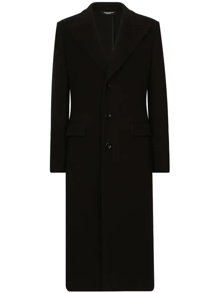 Однобортное пальто с вырезанными лацканами от Dolce & Gabbana black