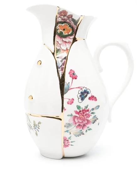 Ваза Seletti Kintsugi белая с позолотой
