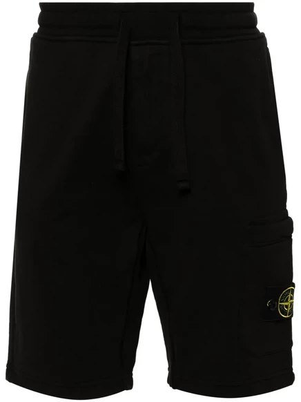 Хлопчатобумажные спортивные шорты со значком Stone Island Compass-badge black