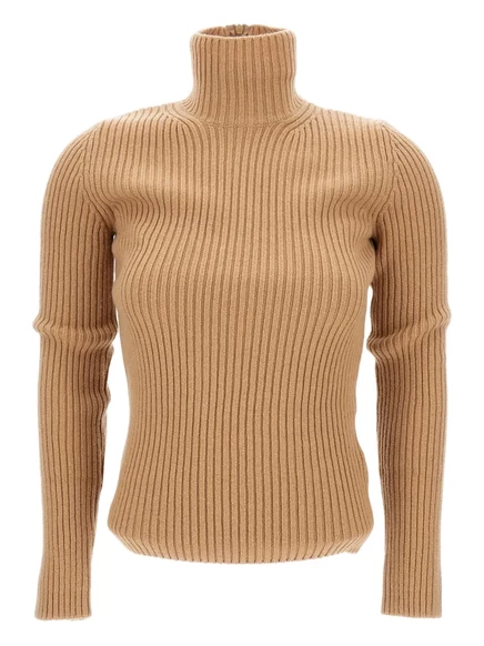 Свитер-водолазка Max Mara в рубчик с высоким воротом neutrals