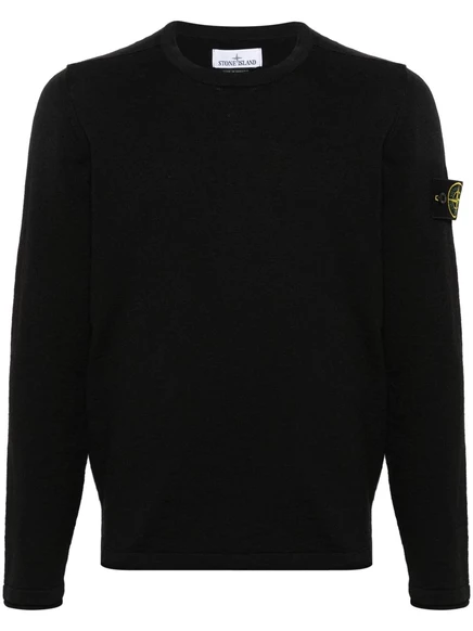 Мужской джемпер Stone Island Compass с нашивкой, черный