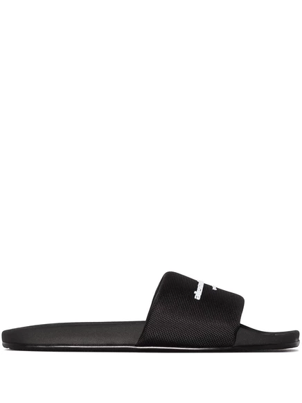 Плоские слайды с логотипом Alexander Wang black
