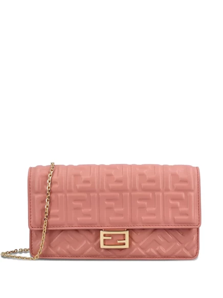 Женский кожаный кошелек Fendi baguette FF, розовый