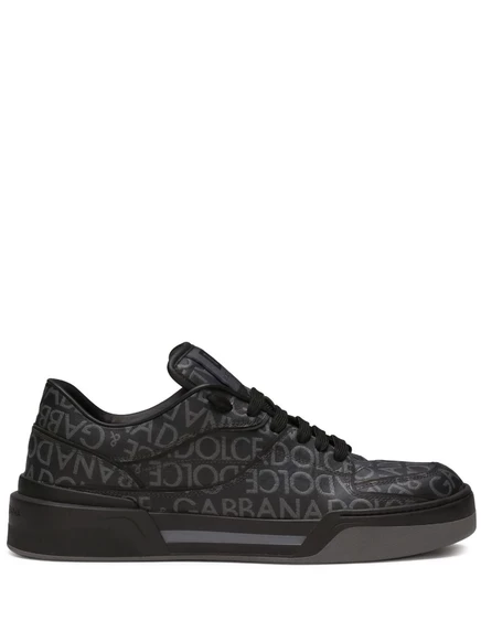Кроссовки из жаккарда с покрытием Roma от Dolce & Gabbana black