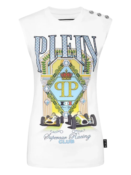 Женская майка Philipp Plein Supercar Racing Club, белая