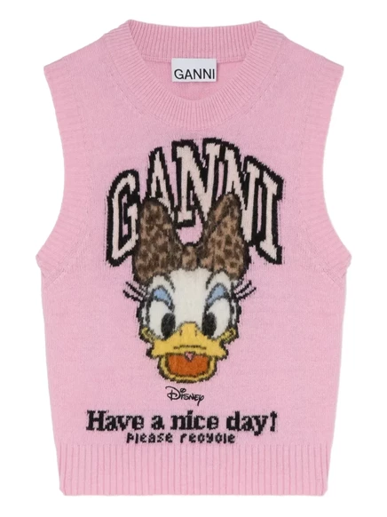 Женская жилетка Ganni x Disney с розовым принтом, розовая