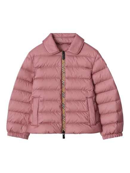 Пуховик Burberry Kids с тесьмой в клетку