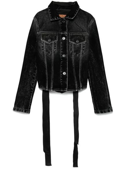 Женская джинсовая куртка Balenciaga со шнуровкой сзади, черная