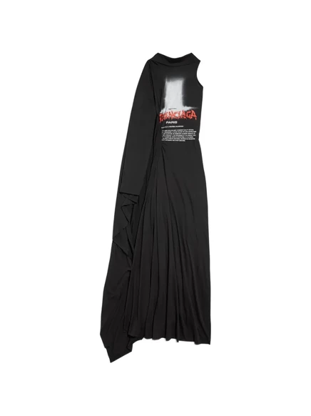 Женское платье Balenciaga The Door с драпировкой, чёрное