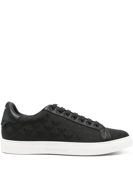 Кроссовки Emporio Armani на шнуровке с логотипом eagle black