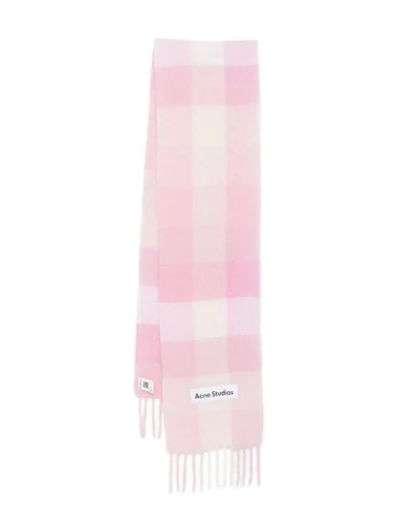 Унисекс шарф Acne Studios в клетку с бахромой