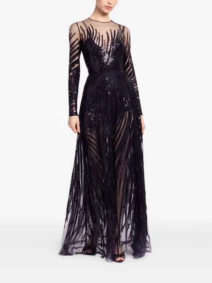 Женское платье Elie Saab с пайетками, черное