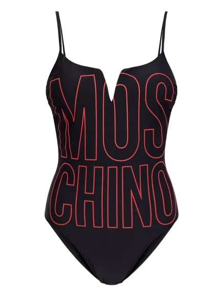 Женский купальник Moschino V-образный с логотипом, черный
