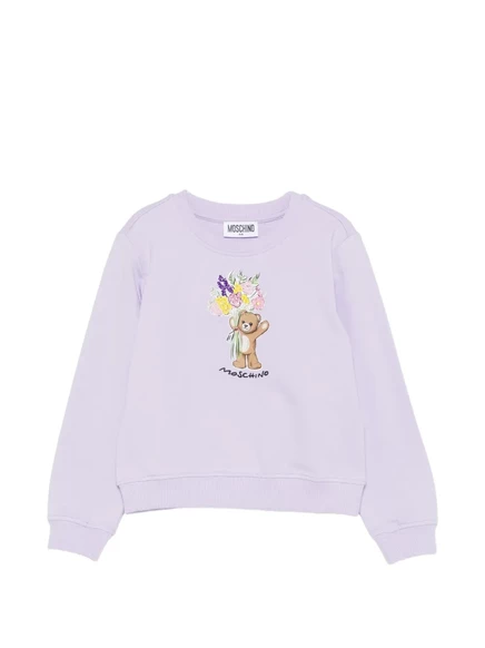 Детский свитшот Moschino Kids «Teddy» цветочный, фиолетовый