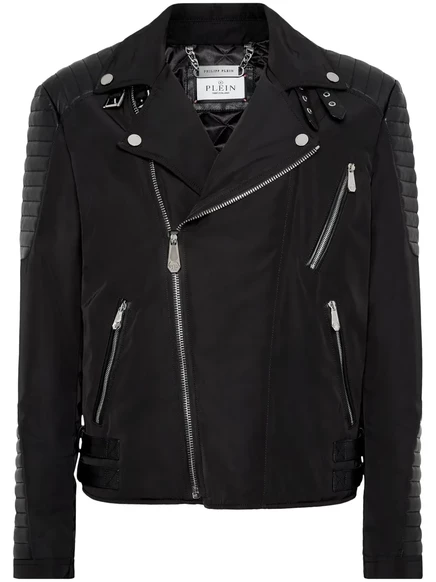 Мужская кожаная байкерская куртка Philipp Plein, черная