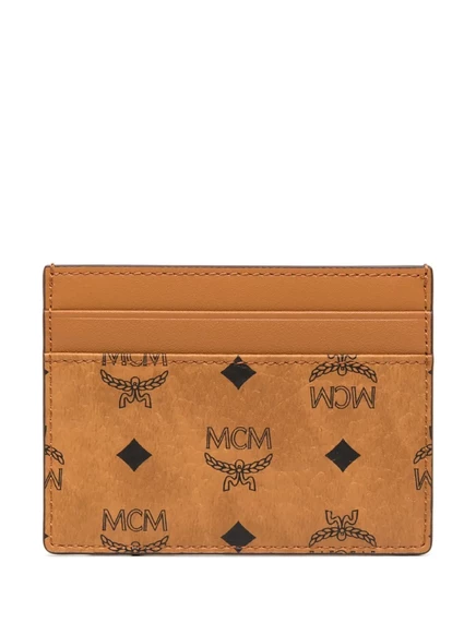 Картхолдер MCM Mini Aren Visetos канвас, коньячный/черный
