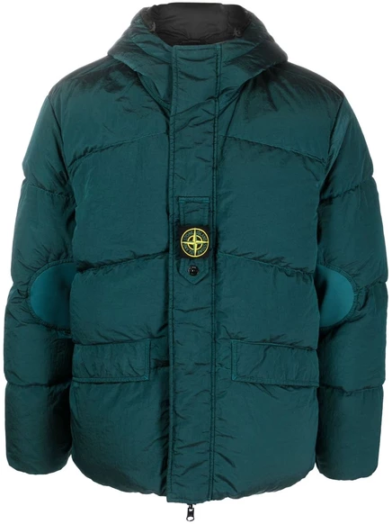 Мужская пуховая куртка Stone Island с эмблемой Compass, зеленая
