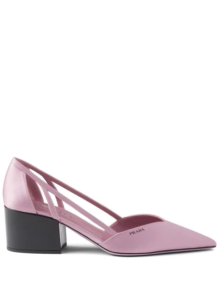 Атласные туфли-лодочки Prada с вырезом 55 мм из атласа pink