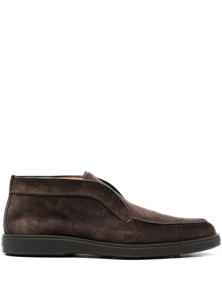 Замшевые ботинки-слипоны Santoni Desert brown
