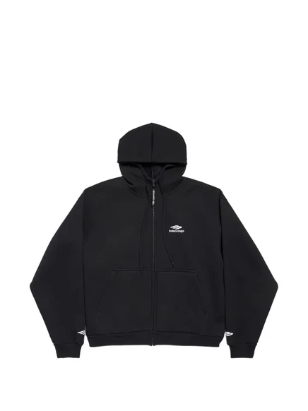 Мужское худи Balenciaga 3B Sports Icon на молнии, черное