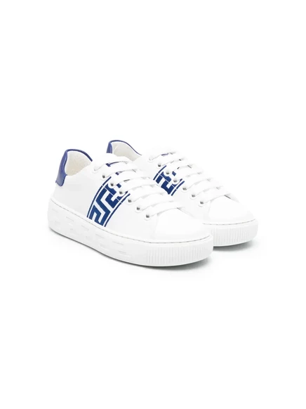 Кожаные кроссовки Versace Kids Greca с деталями из кожи white