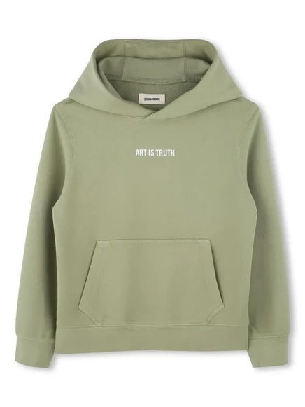 Детское худи Zadig & Voltaire Kids с надписью, оливковое