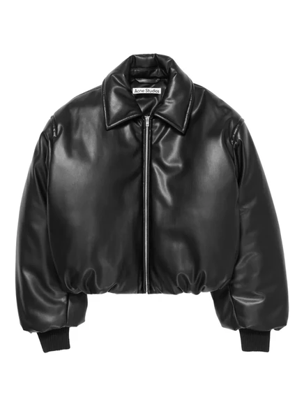 Женская стёганая кожаная куртка Acne Studios, черная