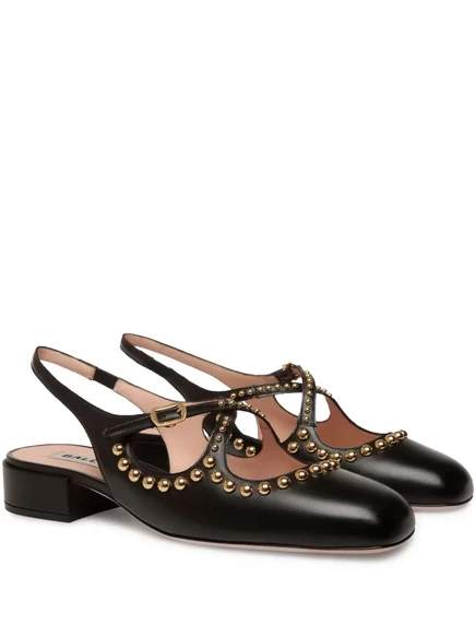 Кожаные туфли-лодочки Bally с заклепками диаметром 30 мм black