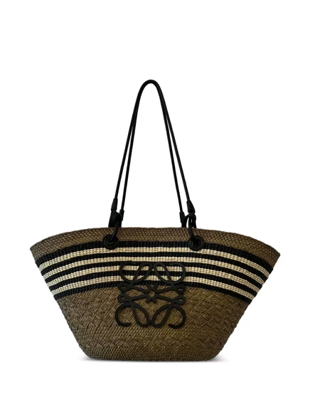 Сумка-корзинка с анаграммой в полоску от LOEWE brown