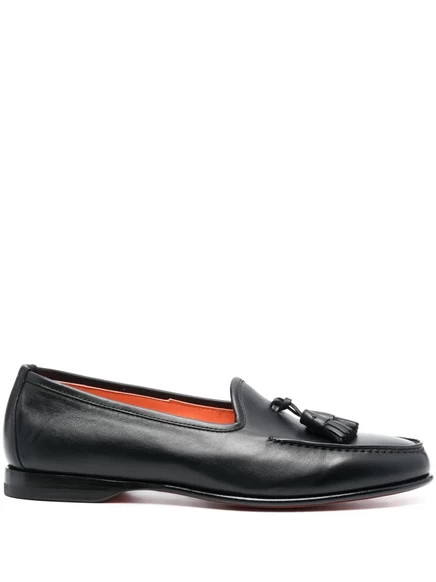 Мужские кожаные лоферы Santoni Andrea с кисточками, черные