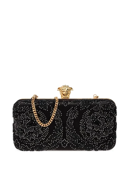 Женский клатч Versace La Medusa, золотистая фурнитура, черный