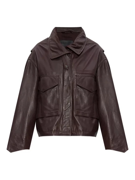 Женская кожаная куртка AllSaints Clay, темно-коричневая