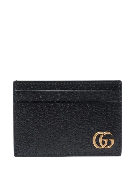 Мужское портмоне для карт Gucci с логотипом GG из телячьей кожи, черное