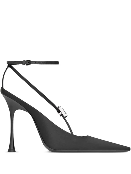 Туфли-лодочки на плоской подошве Saint Laurent Harlow, украшенные кристаллами black