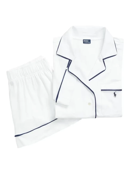 Пижамный комплект Polo Ralph Lauren с коротким рукавом и отделкой в виде трубы white
