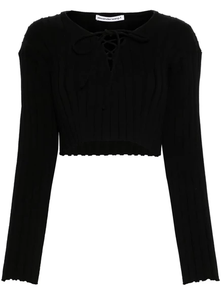 Укороченный свитер в рубчик от Alexander Wang black