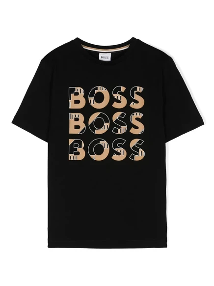Детская футболка Boss Kidswear с логотипом, черная