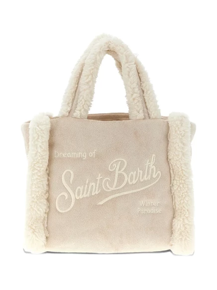 Мини-сумка с вышивкой из овечьей шерсти MC2 Saint Barth neutrals
