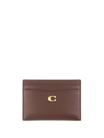 Женская визитница Coach кожаная, коричневая