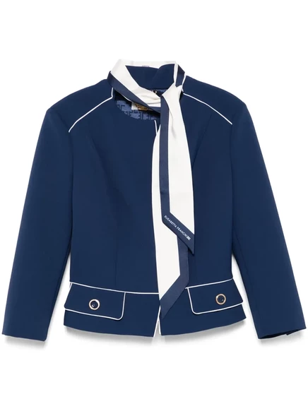 Креповый жакет с шарфом Elisabetta Franchi в комплекте blue