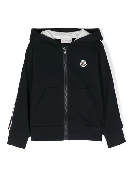 Детская худи Moncler Enfant в полоску на молнии, синяя