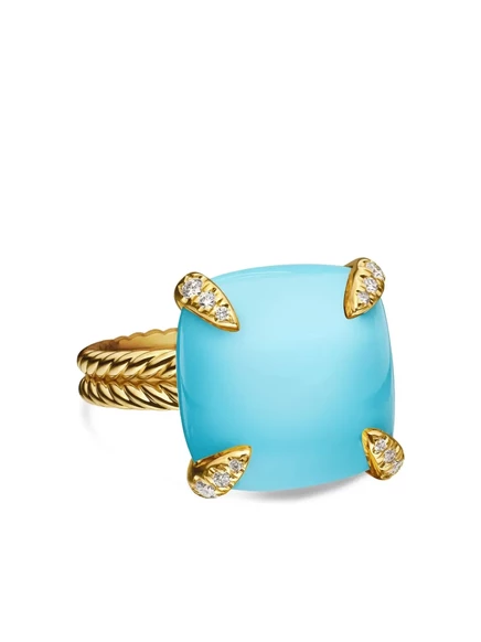 Кольцо david yurman châtelaine 18к с бирюзой и бриллиантами