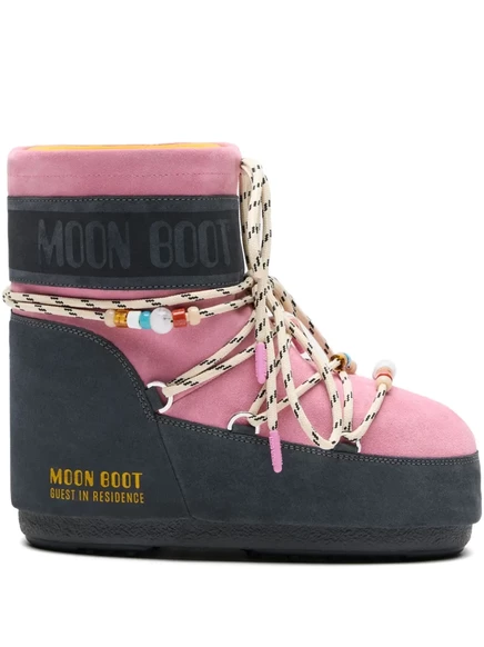 Унисекс сапоги Moon Boot замшевые с бисером, серые