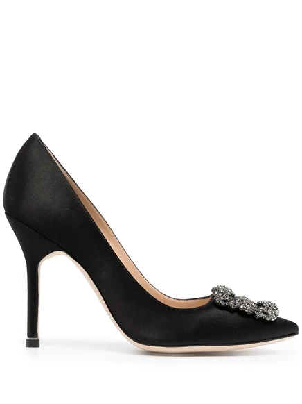 Туфли-лодочки Manolo Blahnik Hangisi с ювелирной пряжкой диаметром 105 мм black