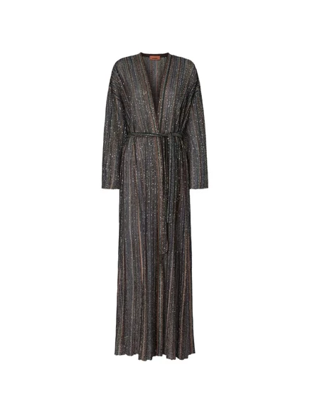 Женское пальто Missoni в полоску с поясом, многоцветное