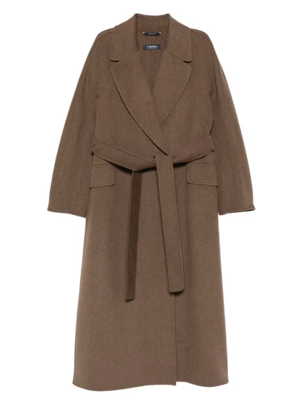 Пальто с поясом и лацканами от Max Mara brown