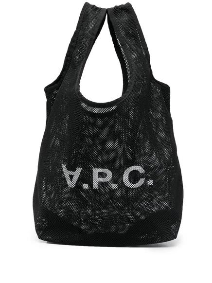 Сумка-тоут A.P.C. в сетку с логотипом, черная