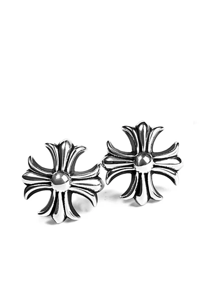 Мужские серьги Chrome Hearts Cross Plus, серебристые