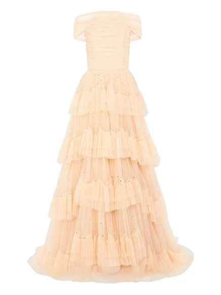 Женское платье макси Jenny Packham, бежевое